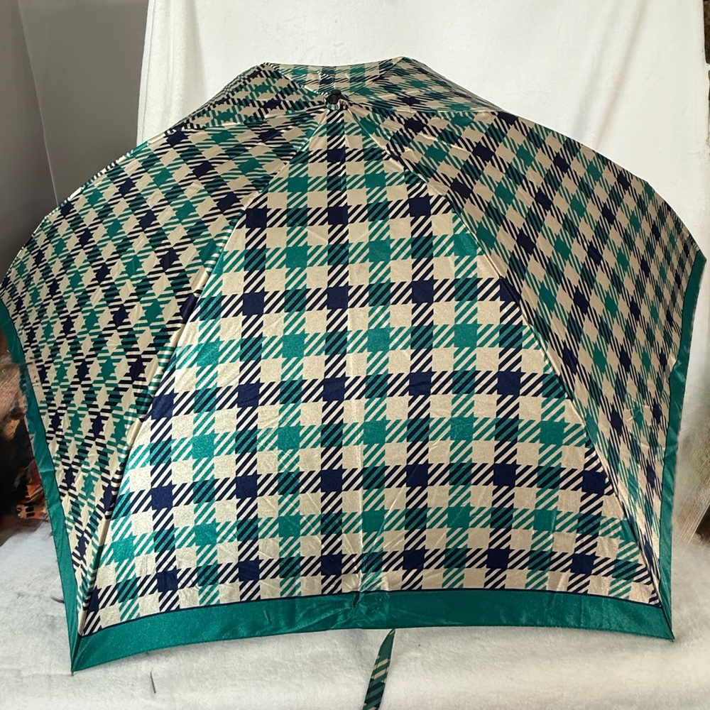 Yves Saint Laurent Black and Gold Plaid Umbrella